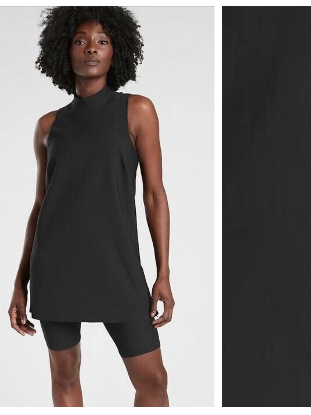 Athleta Interstellar Black Bike Sleeveless Mock-Neck Tunic